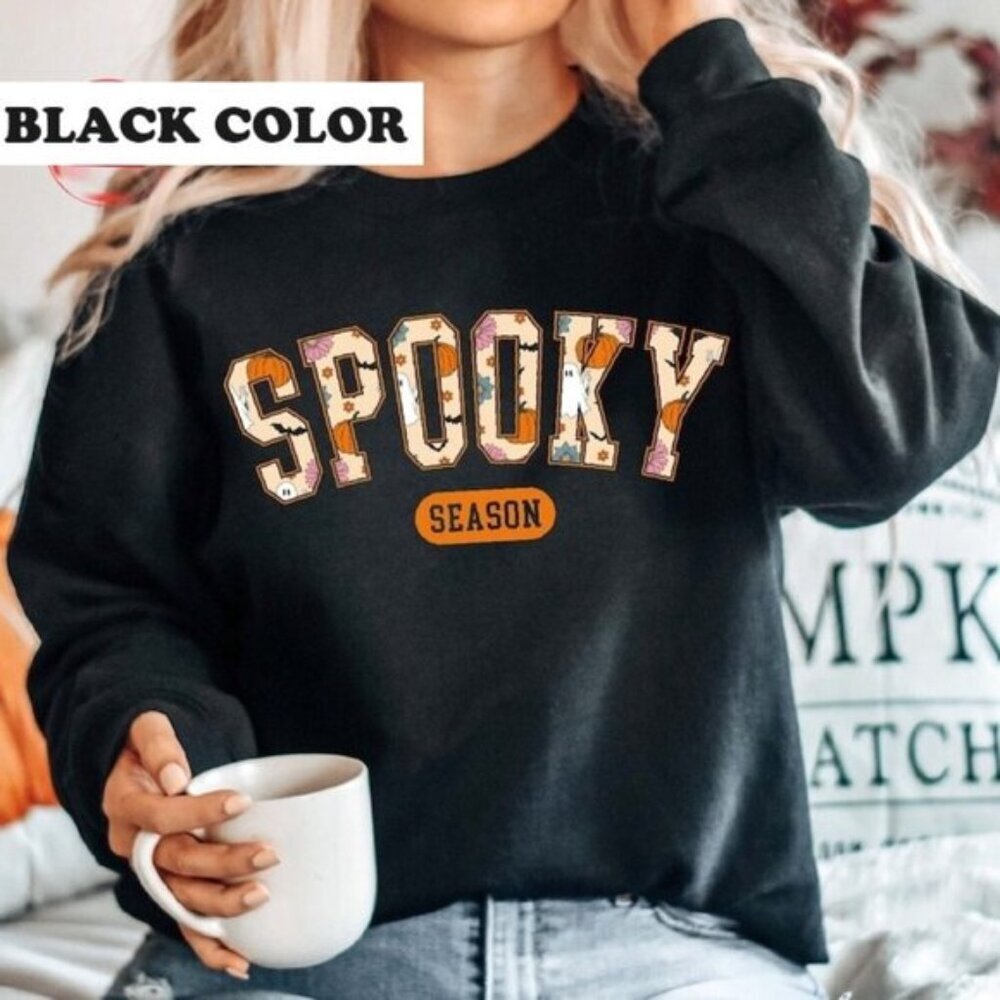 Cute Spooky Season Sweatshirt Halloween Sweatshirt Womens Halloween 79